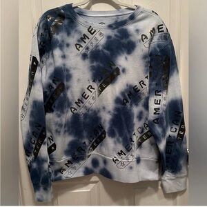 NWOT American Fighter blue tie dye with Black Sweatshirt Size Medium